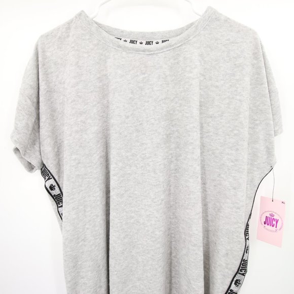 2-Piece Set Juicy Couture Terry Cloth Gray Black Short Sleeve Top Joggers XL - Picture 10 of 15